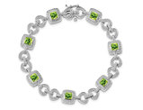 3.95 Carat (ctw) Natural Peridot Bracelet in Sterling Silver with Diamonds